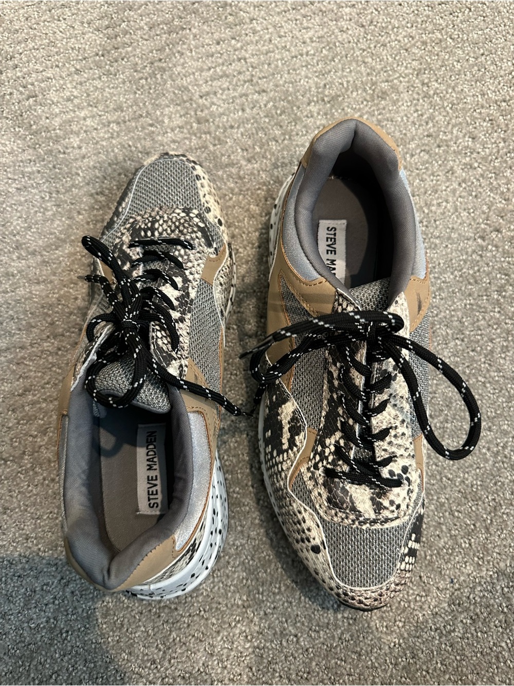 Steve Madden Chunky Sneakers in Tan, Black, White and Gray - Picture 4 of 5